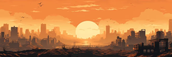 Poster Red Planet Fantasy Landscape Futuristic Post-apocalyptic Background image HQ Print 15232x5120 pixels. Neo Game Art V7 13 © Neo Game Art