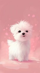 A Cute Dog in Pink Background 