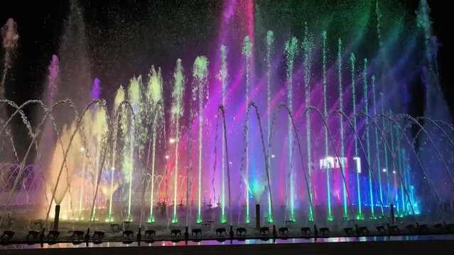 drone video with park and artesian fountain