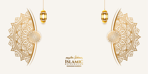 luxury islamic golden mandala ramadan eid background banner with lantern 