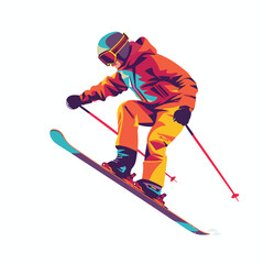 Freestyle Skier Jumping Male Athlete Character in Sp