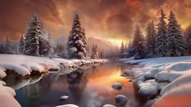 Sonnenaufgang im Winterwald.