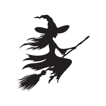Awe-Inspiring Halloween Witch Flying Silhouette Ensemble - Unraveling the Veil of Mystery with Halloween Flying Witch Illustration and Halloween Witch Flying on Broomstick Vector
