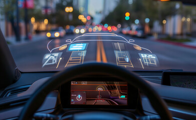 Smart Drive: Detailed Head-Up Display for Seamless Information Access. Enhanced Vision: Detail of...