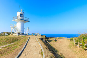 Fototapeta na wymiar 冬の大バエ灯台　長崎県平戸市　Winter Oobae lighthouse. Nagasaki Pref, Hirado City.