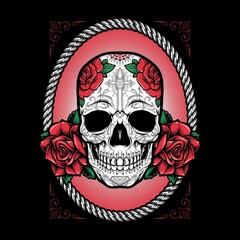 Sugar Skull With Roses Ornament