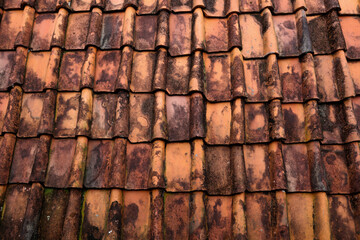 close up texture of old brown tiles