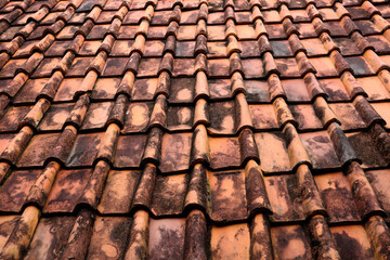 close up texture of old brown tiles