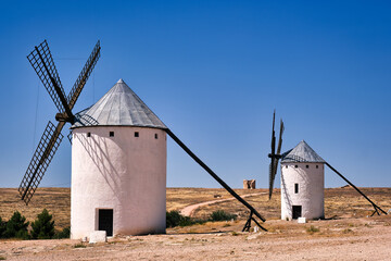 Ancient windmill  in Campo de Criptana, Spain, defined in Cervantes' Don Quixote "The Giants"