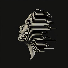 geometry abstraction face, black backround