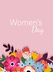 Beautiful trendy set of greeting card for 8 March. International Women's Day. Vector postcard or greeting card mockup in modern cartoon style