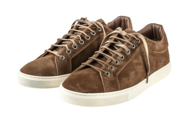 The Allure of Stylish Suede Sneakers On Transparent Background.