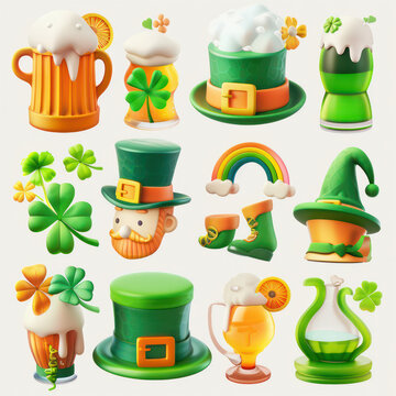 St. Patrick's Day design elements icon set