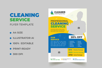 Cleaning service business promotion flyer design template