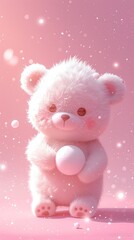 A Cute Teddy Bear in Pink Background
