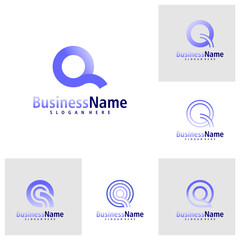 Set of Letter Q logo design vector. Creative Initial Q logo concepts template