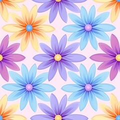 Fototapeta na wymiar Beautiful pastel flowers seamless pattern background design for wrapping paper and textile printing