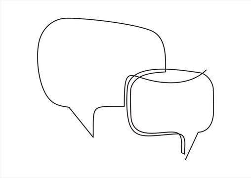 Continuous one line drawing of speech bubble. Single line chat background. Talk text box, feedback message box and comment banner. Hand drawn speech bubble. One continuous line vector