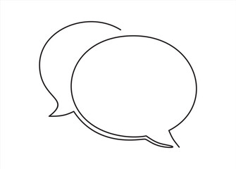 Fototapeta premium Continuous one line drawing of speech bubble. Single line chat background. Talk text box, feedback message box and comment banner. Hand drawn speech bubble. One continuous line vector