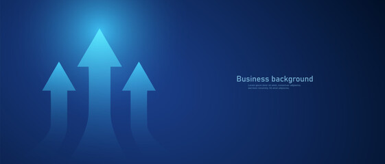 Digital business growth arrow on a dark blue background with space to copy. Market profit chart. Vector illustration.