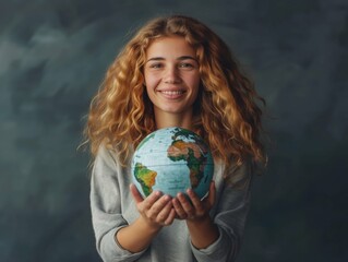 Volunteer Girl with Earth Globe