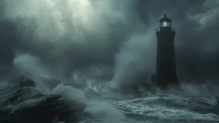 Rolgordijnen Stormy Lighthouse © Custom Media