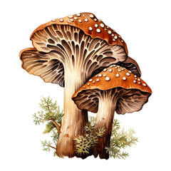 morel mushroom clipart, watercolor, hand drawn, on a white background сreated with Generative Ai