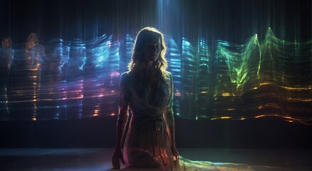Woman Made Of Light, Hologram, Spectrogram