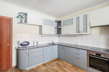 interior kitchen and dining room, refectory area, cooking equipment, table furniture, stove