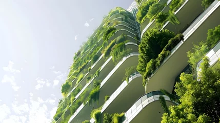 Fototapeten Green futuristic skyscraper, environment and architecture concepts © Lucky Ai