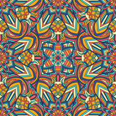 Seamless floral pattern with mandala vector illustration