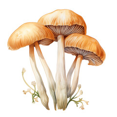 enoki mushroom clipart, watercolor, hand drawn, on a white background сreated with Generative Ai