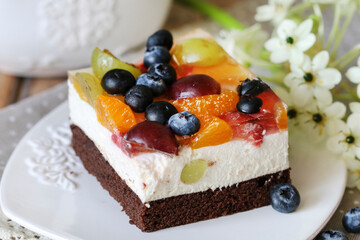 Piece of homemade fruit cake.