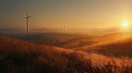 Fototapeta na wymiar Sunset Wind Farm