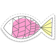 Hand drawn doodle cute pastel fish sticker