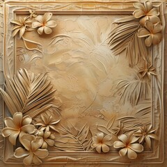 Summer Background with Frame and Elements in the Style of Summer Carvings - Natural Summer Softbox Lighting Canvas - Summer Lightbox Background created with Generative AI Technology