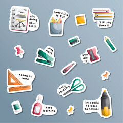 vector stationery sticker with quote set