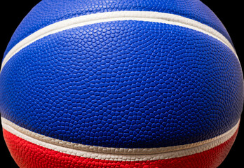 Abstract background is a part of red ,white and blue basketball ball rotated