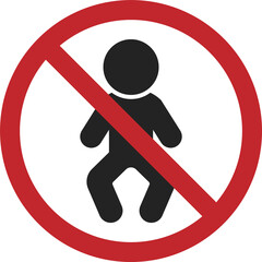 Isolated prohibited icon baby do not enter, child and age restriction label