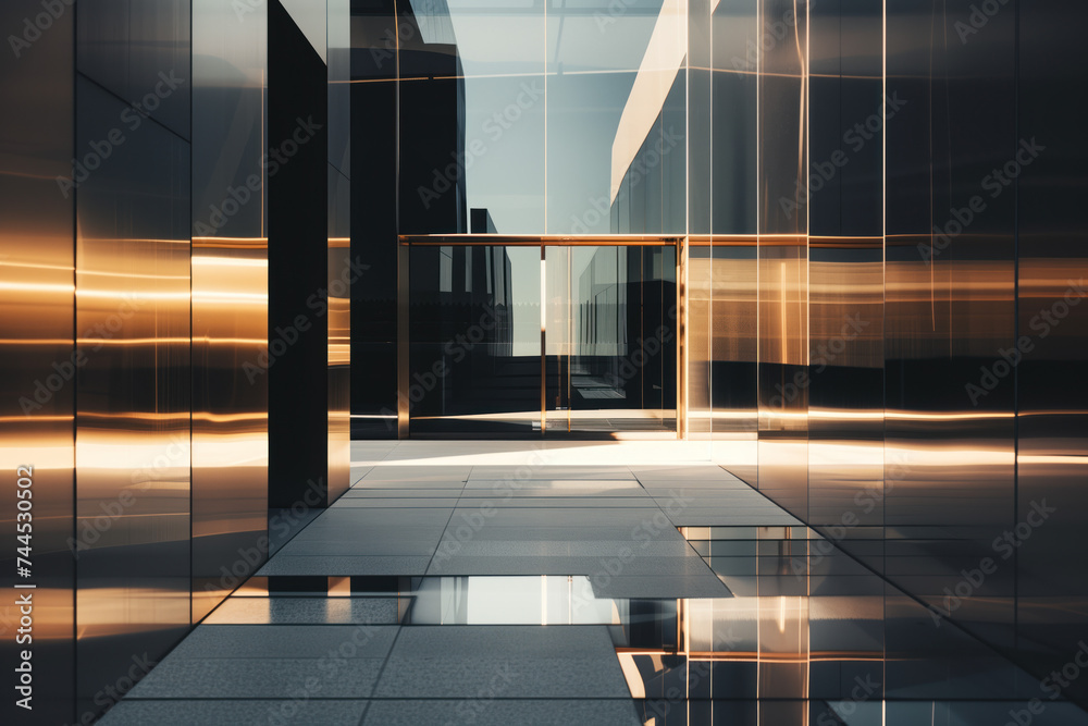 Poster futuristic architecture with light reflections. futuristic background image. created with generative