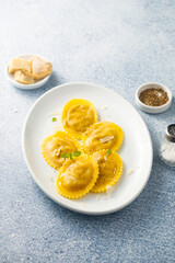 Traditional homemade ravioli with cheese