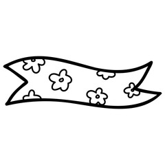 Hand drawn black white cute doodle scribble washi tape line