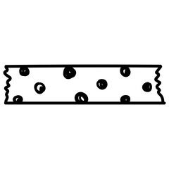 Hand drawn black white cute doodle scribble washi tape line