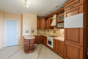 interior kitchen and dining room, refectory area, cooking equipment, table furniture, stove