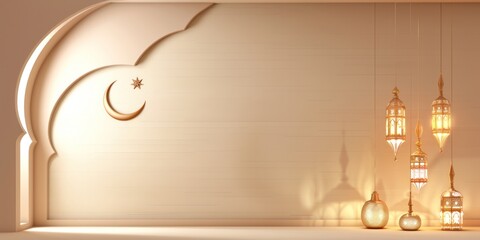 vector art of Modern 3D greeting card Islamic holiday banner suitable - obrazy, fototapety, plakaty