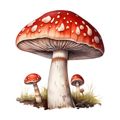 crimini mushroom clipart, watercolor, hand drawn, on a white background сreated with Generative Ai