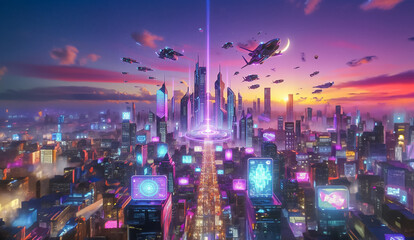 View of the futuristic city