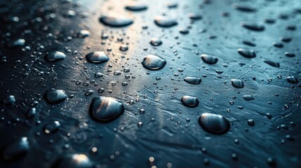 Blue Surface with Water Droplets Fresh Background