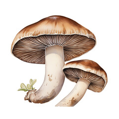 portobello mushroom clipart, watercolor, hand drawn, on a white background сreated with Generative Ai