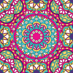 Seamless floral pattern with mandala vector illustration